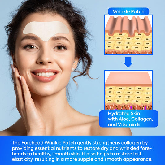 Forehead Wrinkle Patches 12Pcs with Aloe, Collagen, Vitamin E, Anti Wrinkle Patches, Forehead Wrinkles Treatment