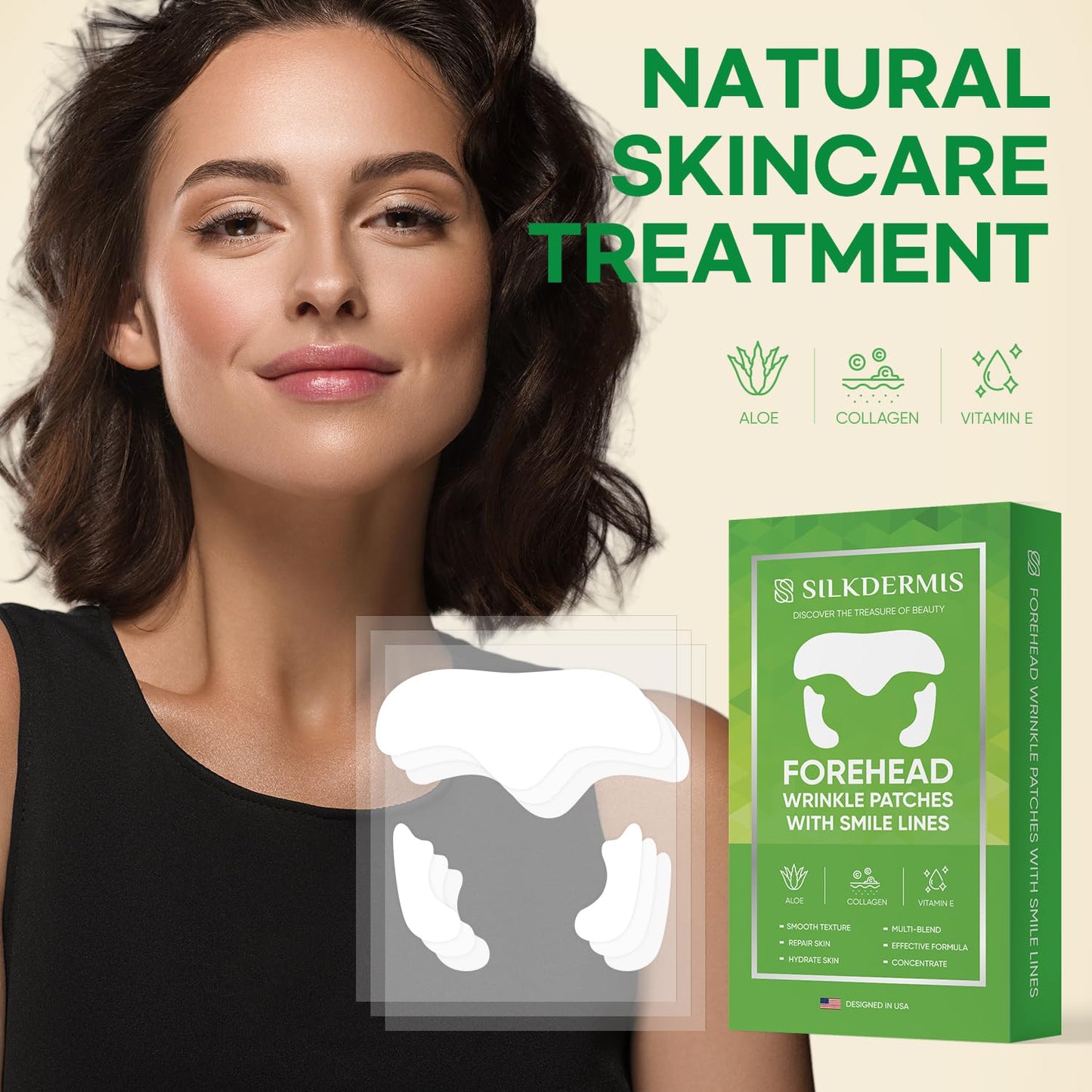 Hydrating Forehead & Smile Line Patches – Aloe, Collagen & Vitamin E (36pcs Set)