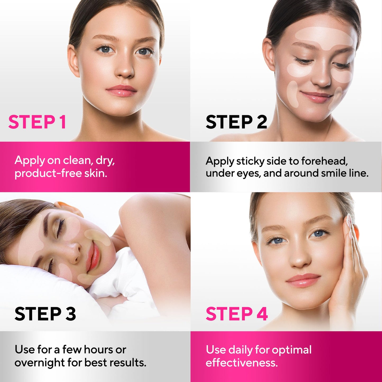 Reusable Silicone Face Patches – Forehead, Under Eye & Smile Line Care (5pcs)