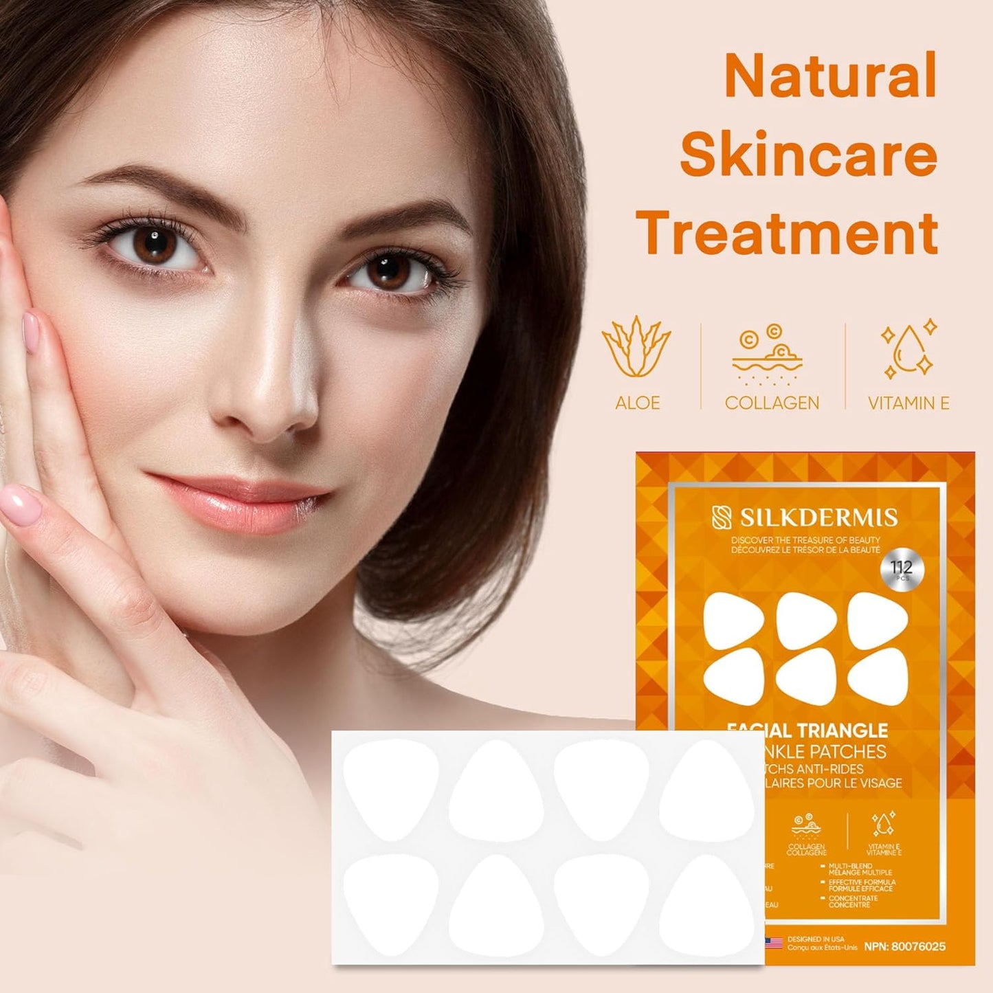 Forehead Wrinkle Patches with Triangle: For Smile Line and Under Eye-Anti Wrinkle Patches with Aloe, Collagen, Vitamin E 112pcs