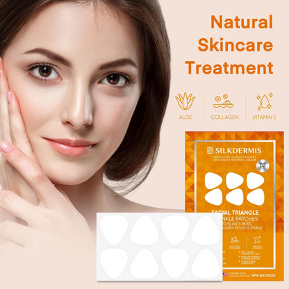 Forehead Wrinkle Patches with Triangle: For Smile Line and Under Eye-Anti Wrinkle Patches with Aloe, Collagen, Vitamin E 112pcs