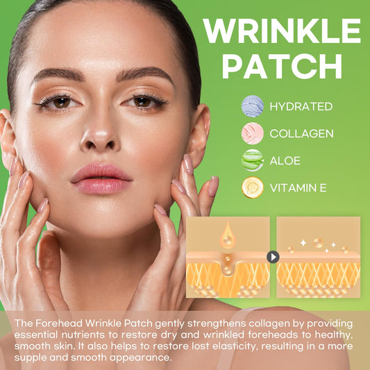 Forehead Wrinkle Patches 12Pcs with Smile Line Patches 24Pcs with Aloe, Collagen, Vitamin E, Forehead Wrinkles Treatment and Smile Lines Treatment