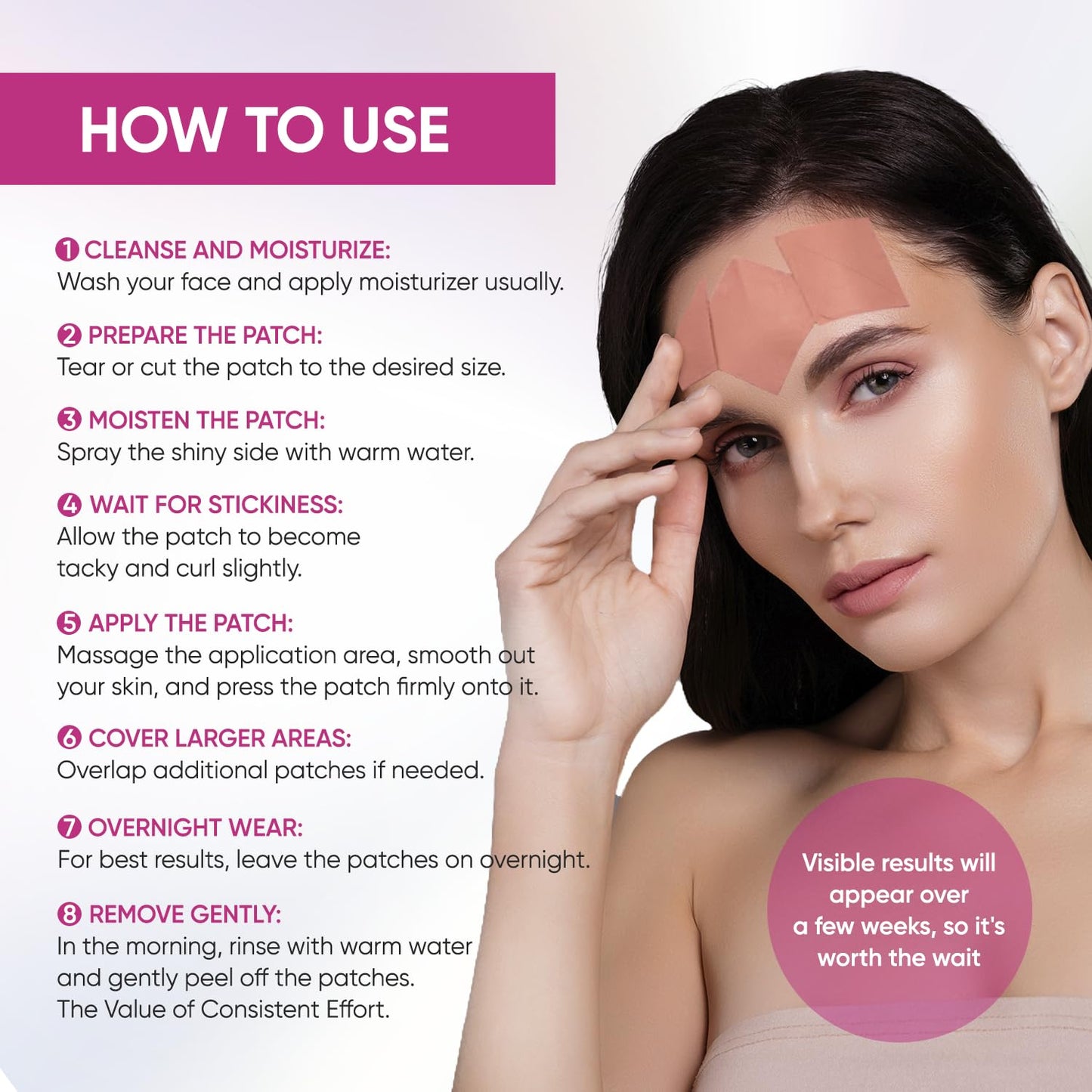 Anti Forehead Wrinkle Patches: Anti Wrinkle Facial Patches overnight- Forehead Wrinkles Treatment 144 pcs